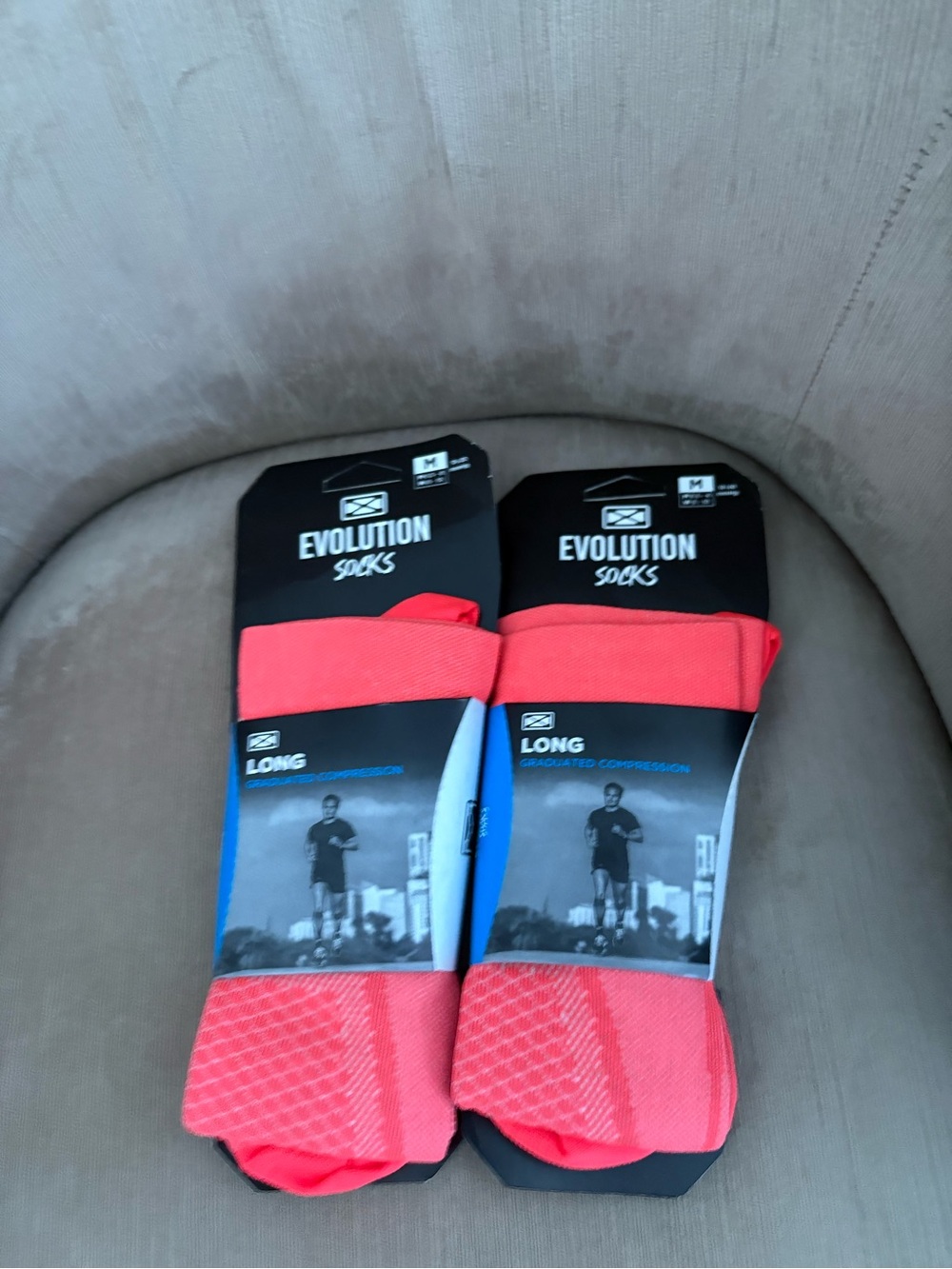 Evolution Socks Long Graduated Compression Sz Medium Fluo Orange Workout Set 2